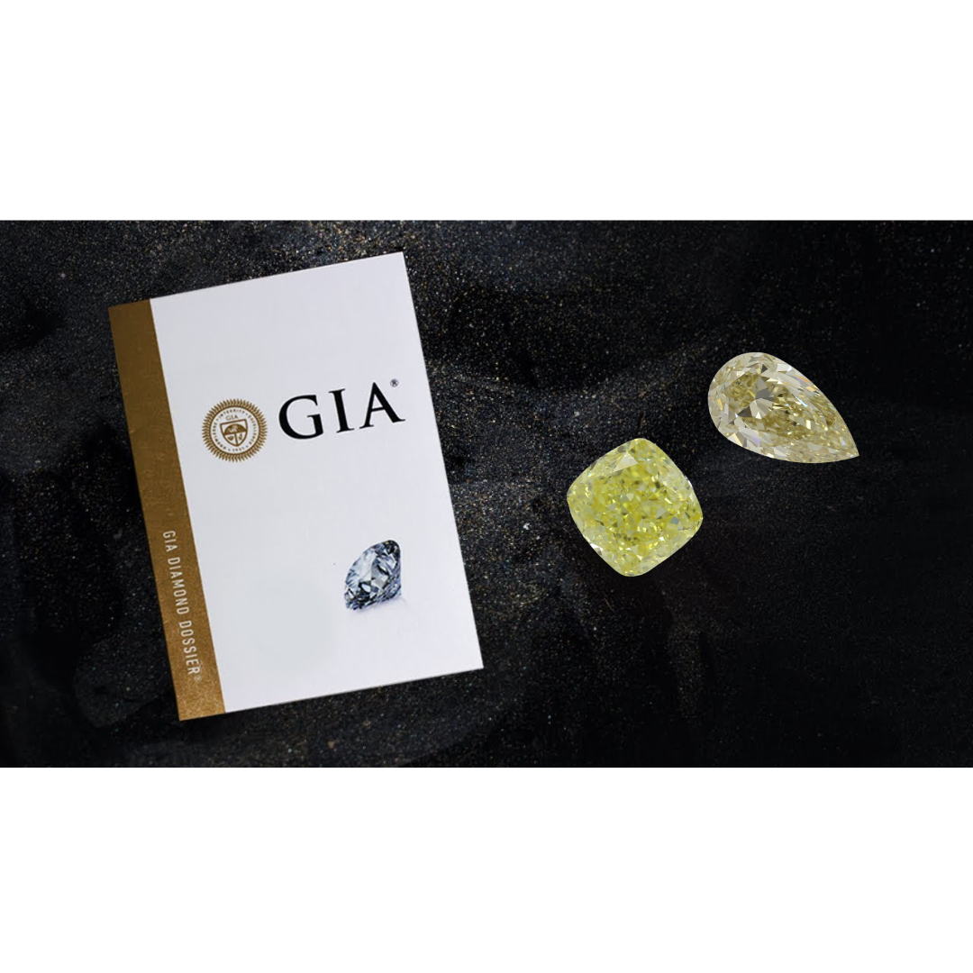 2er Paket 1 Karat Fancy Yellow Even, Farbdiamanten, Anlagediamanten, Einkaräter